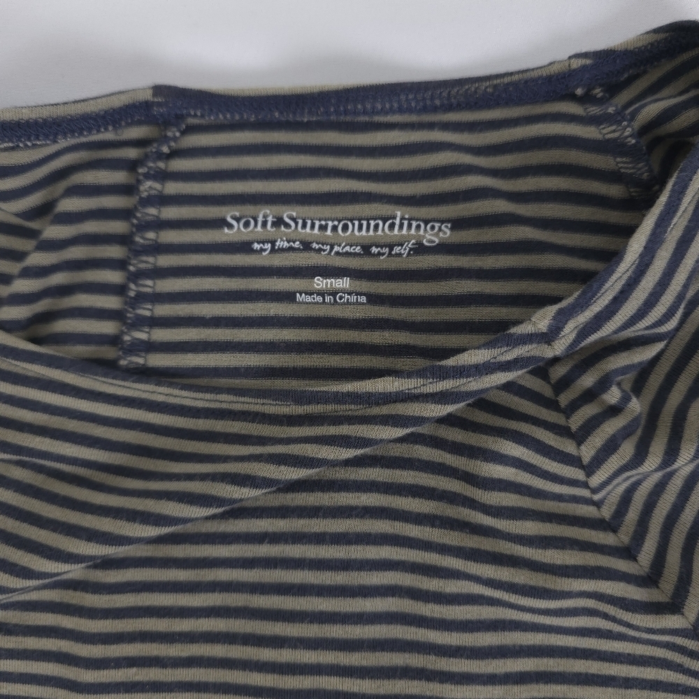 Soft Surroundings Long Sleeve Navy Stripe Dress S - Picture 6 of 9